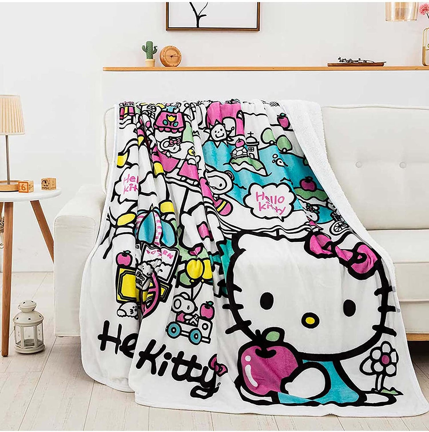 Hello Kitty Cute World 60 x 80 Inch Throw Blanket | Free Shipping
