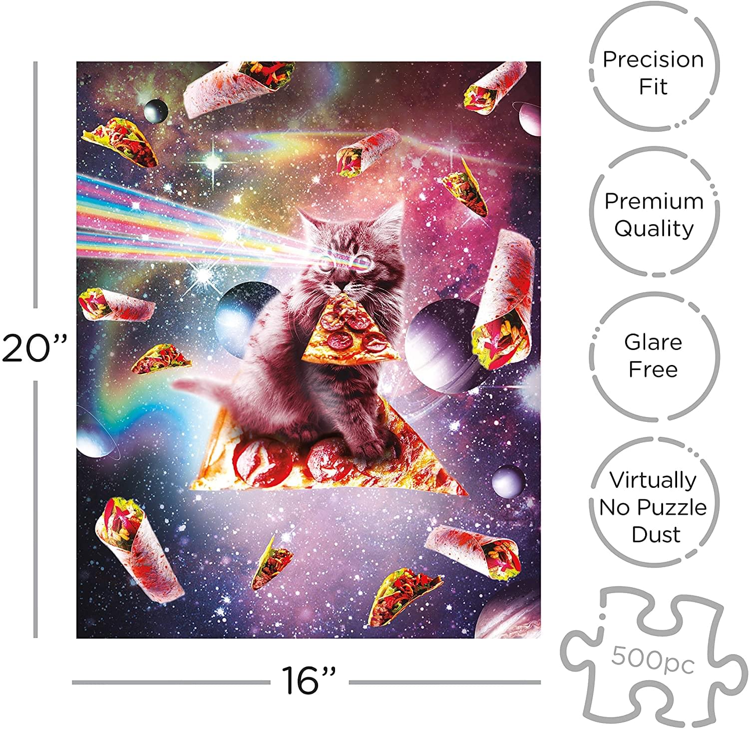 Random Galaxy Pizza Cat 500 Piece Jigsaw Puzzle