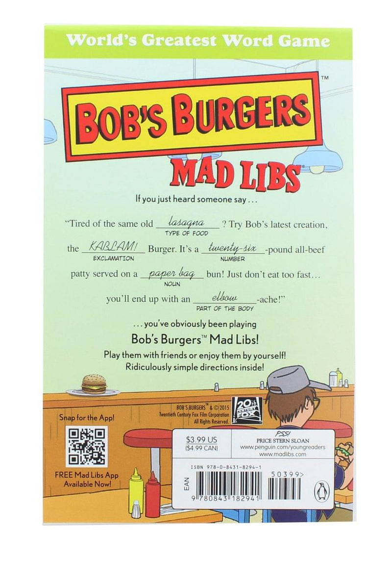 Bob's Burgers Mad Libs World's Greatest Word Game | Free Shipping