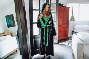 Harry Potter Slytherin Hooded Bathrobe for Adults | One Size Fits Most