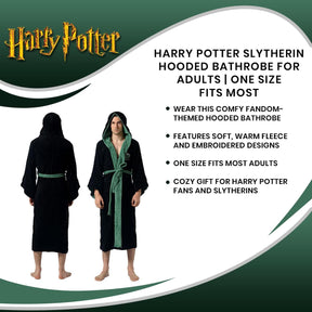 Harry Potter Slytherin Hooded Bathrobe for Adults | One Size Fits Most