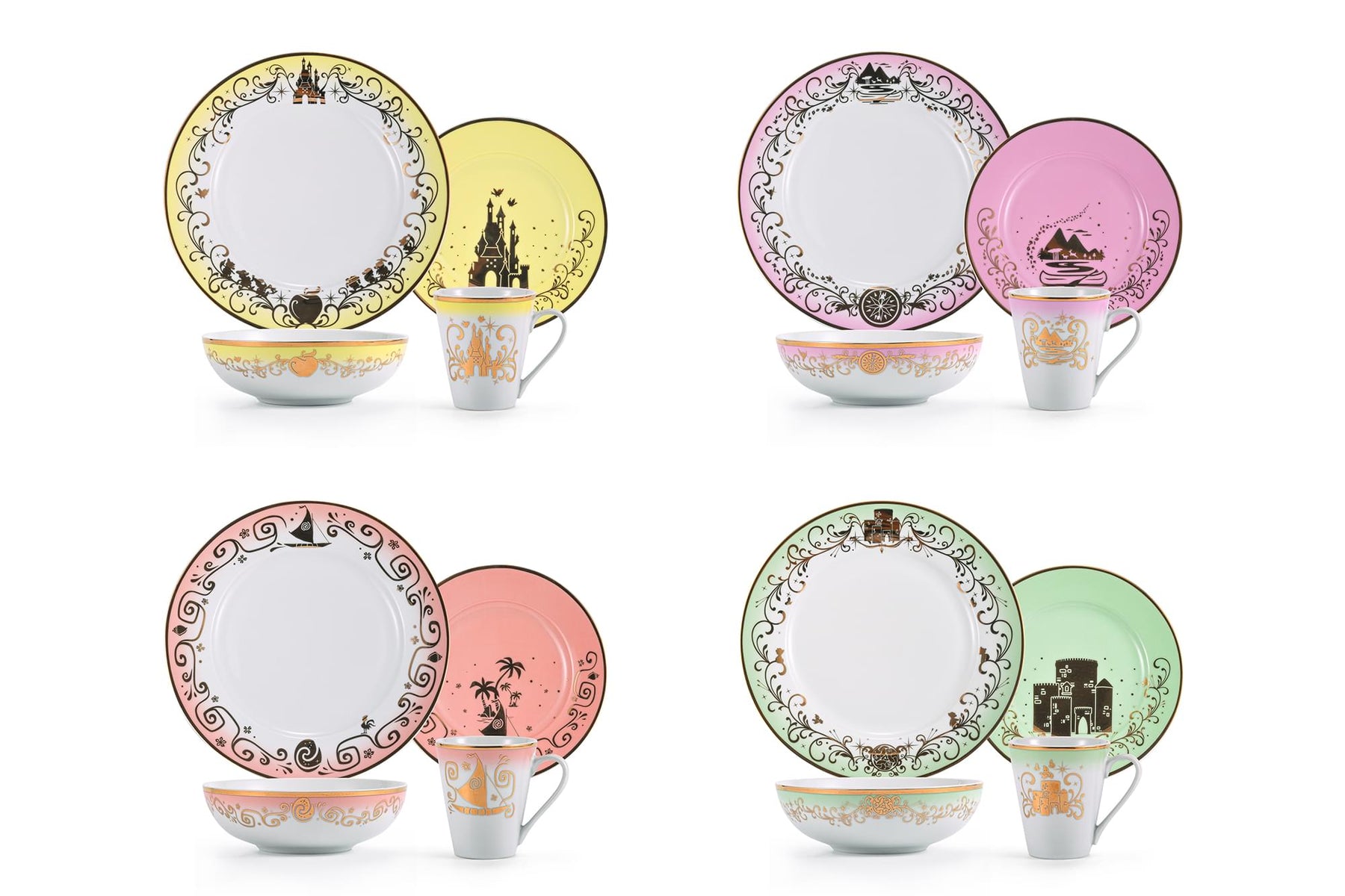 Disney Princess 16-Piece Ceramic Dinnerware Set Tiana, Rapunzel