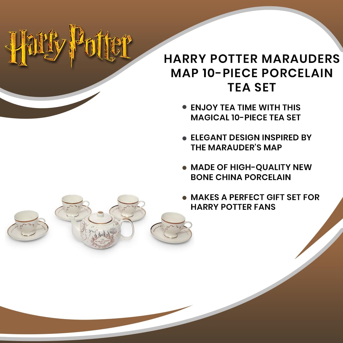 Harry Potter Marauders Map 9 Piece Tea Set