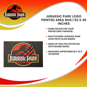 Jurassic Park Logo Printed Area Rug | 52 x 36 Inches