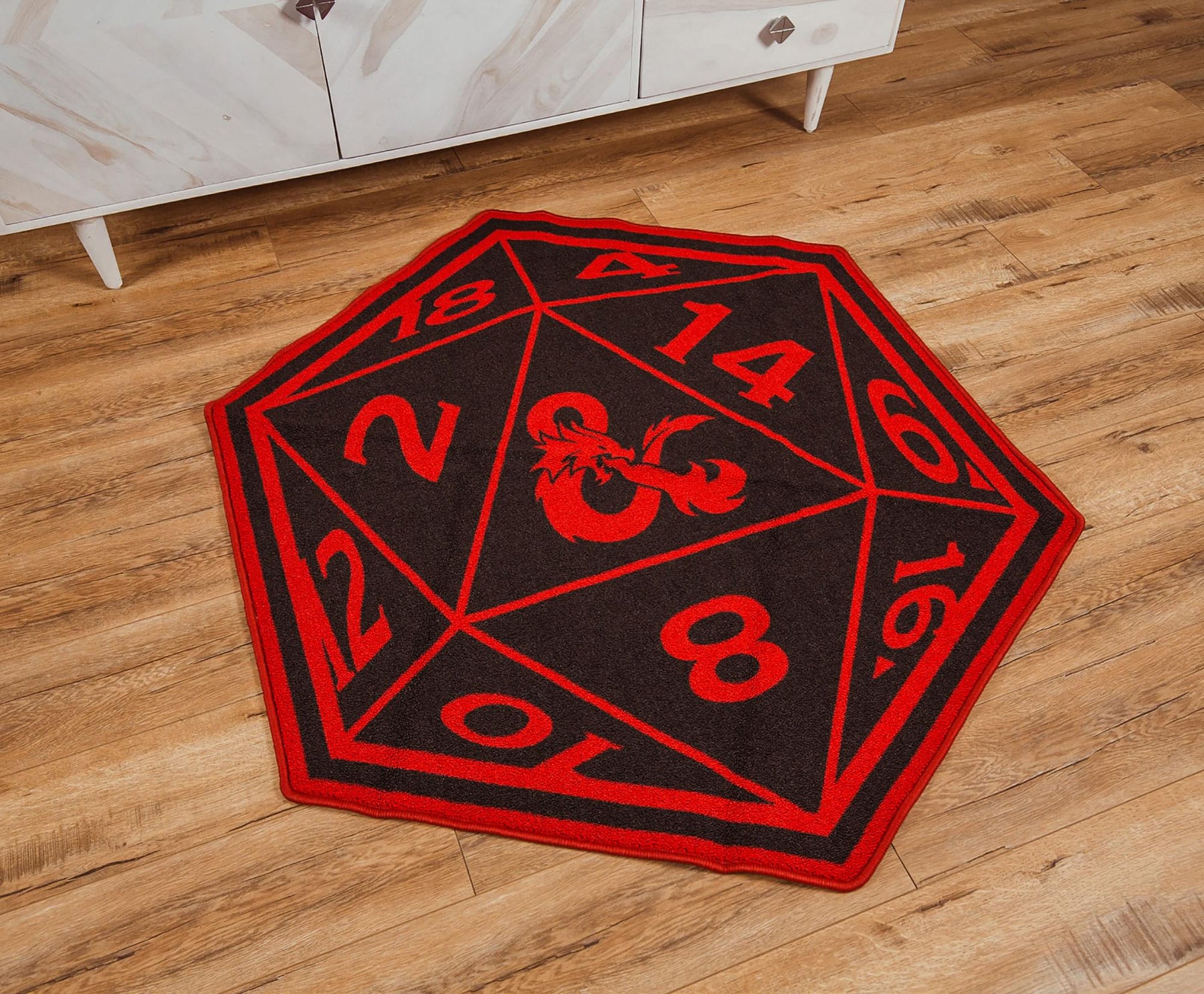 Dungeons & Dragons Red D20 Dice Printed Area Rug | 52 x 45 Inches