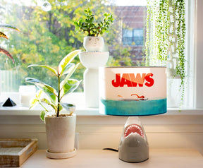 JAWS Classic Movie Poster Desk Lamp With Shark Figural Sculpt | 13 Inches Tall