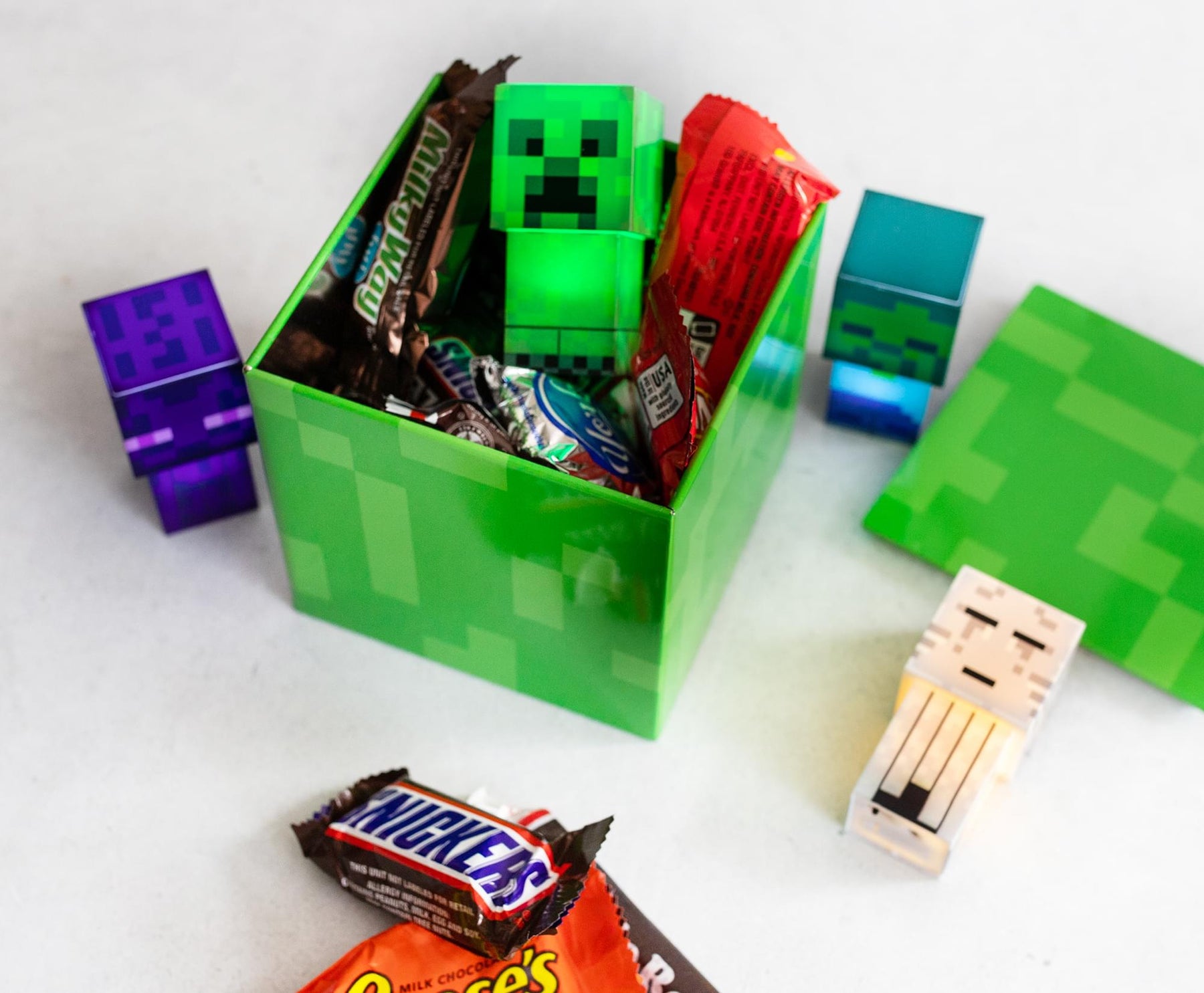 Minecraft Creeper Tin Storage Box Cube Organizer with Lid | 4 Inches