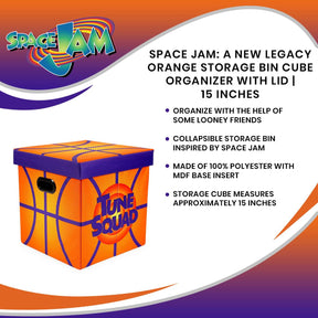 Space Jam: A New Legacy Orange Storage Bin Cube Organizer with Lid | 15 Inches