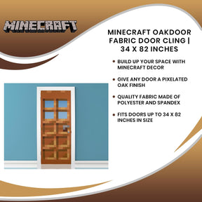 Minecraft Oakdoor Fabric Door Cling | 34 x 82 Inches