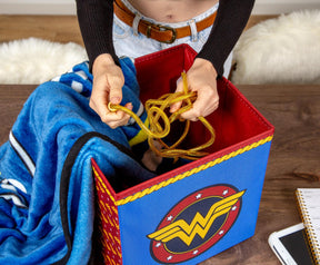 DC Comics Wonder Woman Logo Storage Bin Cube Organizer | 11 Inches