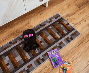 Minecraft Train Rail Area Rug | 20 x 60 Inches