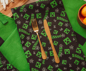 Minecraft Green Creeper Kitchen Set | Apron, Oven Mitt, Dish Towels, Pot Holder