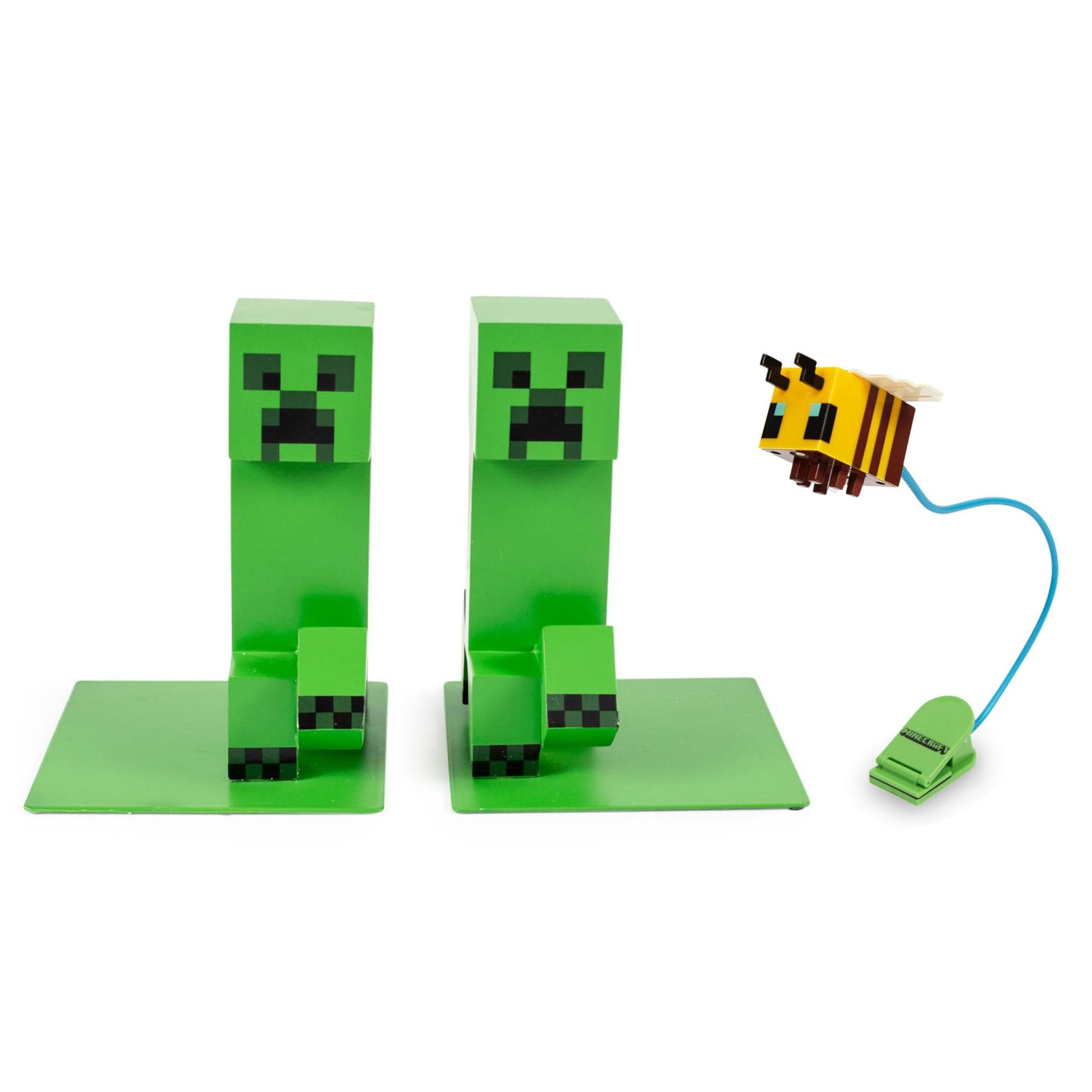 Minecraft 2-Piece Reader Bundle | Bee Reading Light & Creeper Bookends