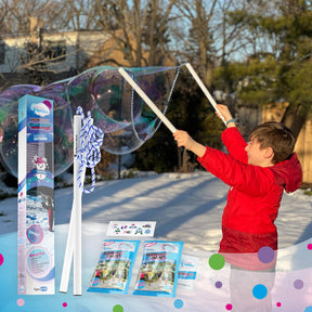 WOWmazing Winter Giant Bubble Kit | Wand + 2 Packets Bubble Concentrate + 8 Stickers