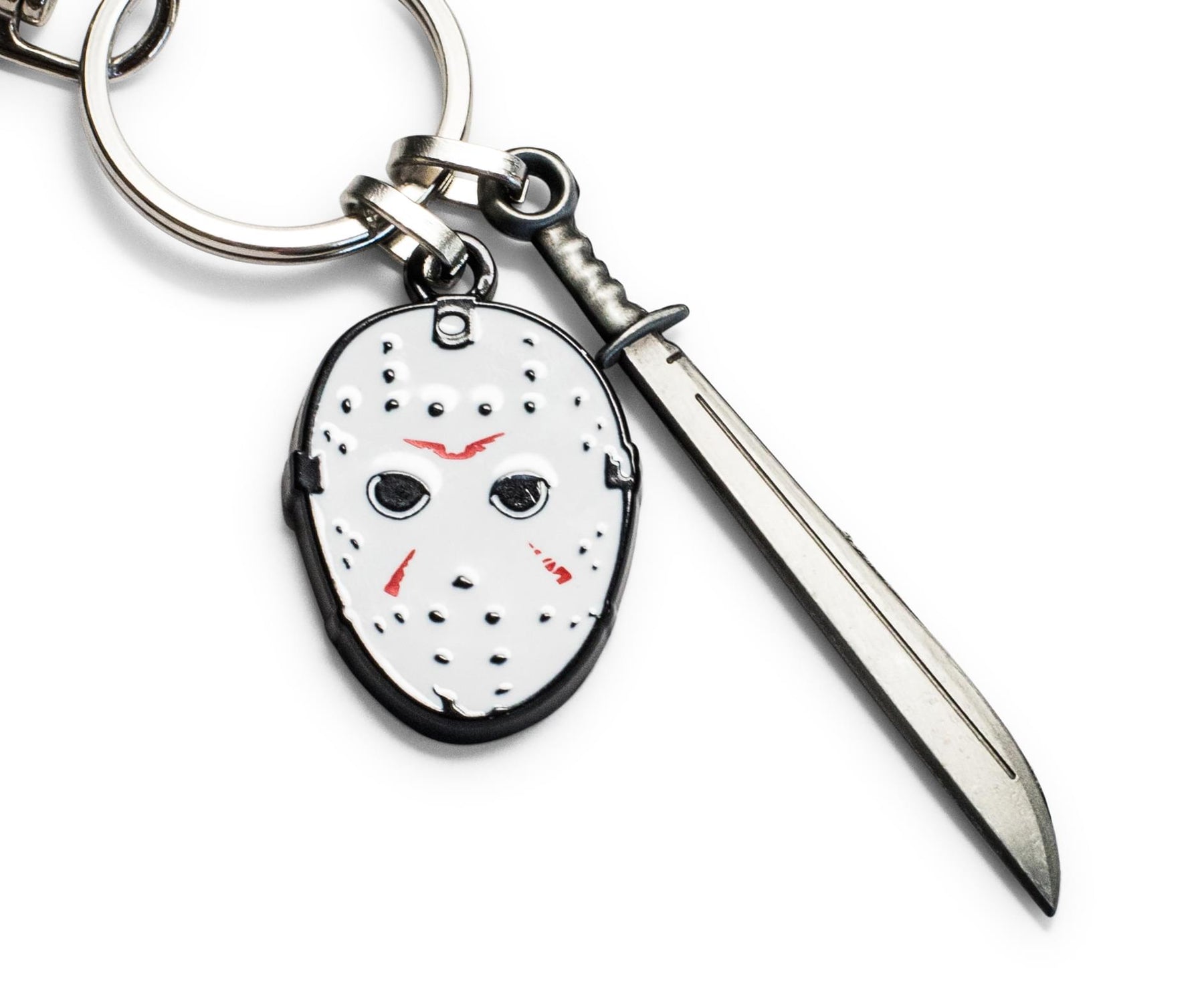 Friday The 13th Mask & Machete Sword Heavy Duty Metal Car & Backpack Keychain