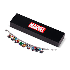 Marvel The Avengers Chibi Characters 15mm Enamel Charm Silver Chain Bracelet