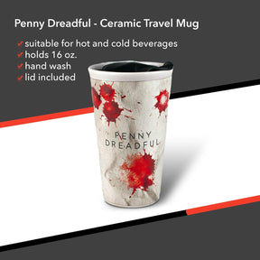 Penny Dreadful Mugs | Penny Dreadful White Ceramic Blood Strain Travel Mug