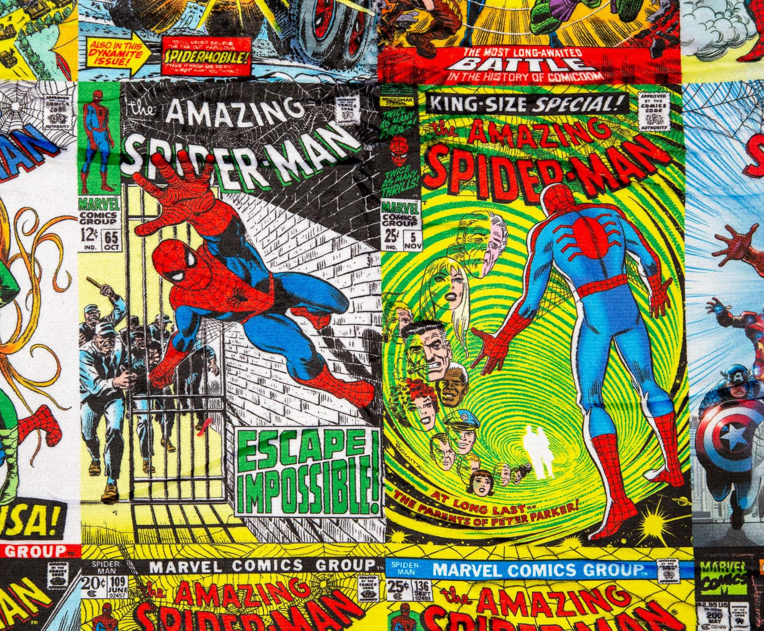 Spider-Man Blue Comic Book Covers Throw Blanket | Free Shipping