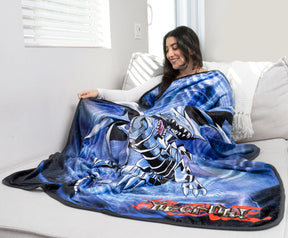 Yu-Gi-Oh! Blue-Eyes White Dragon Fleece Throw Blanket | 45 x 60 Inches