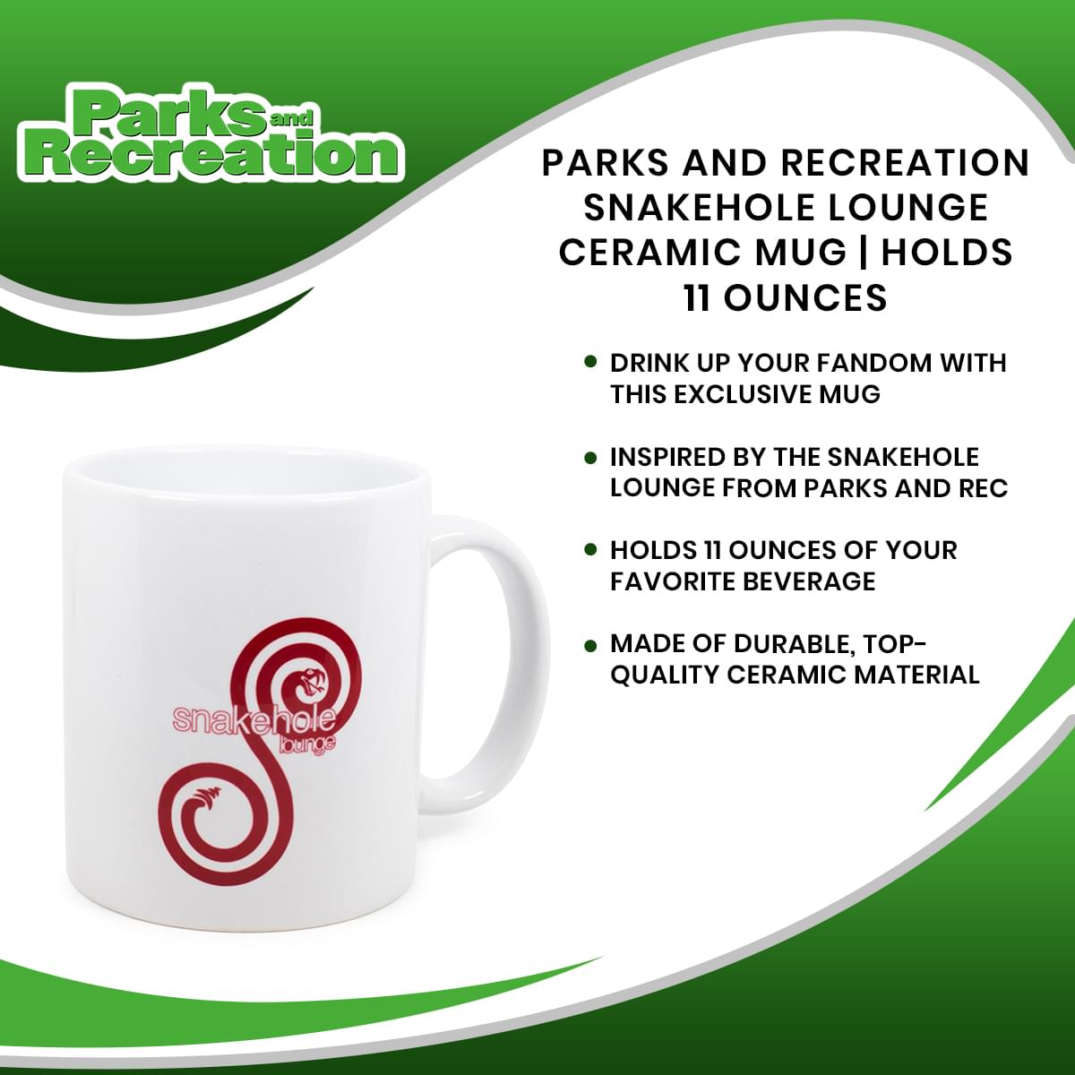 Parks and Recreation Snakehole Lounge Ceramic Mug | Holds 11 Ounces