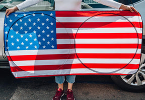 American Flag Sunshade for Car Windshield | 64 x 32 Inches