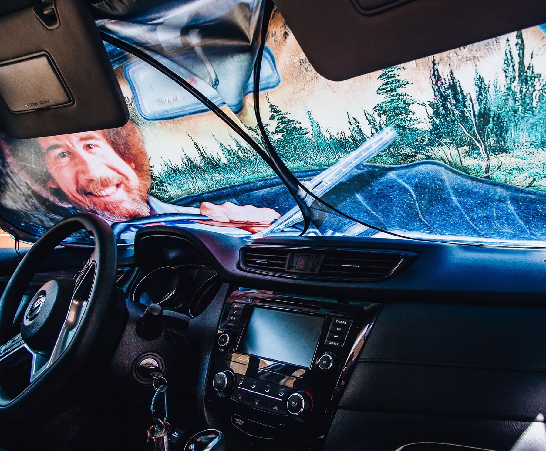 Bob Ross Happy Trees Sunshade for Car Windshield | 64 x 32 Inches