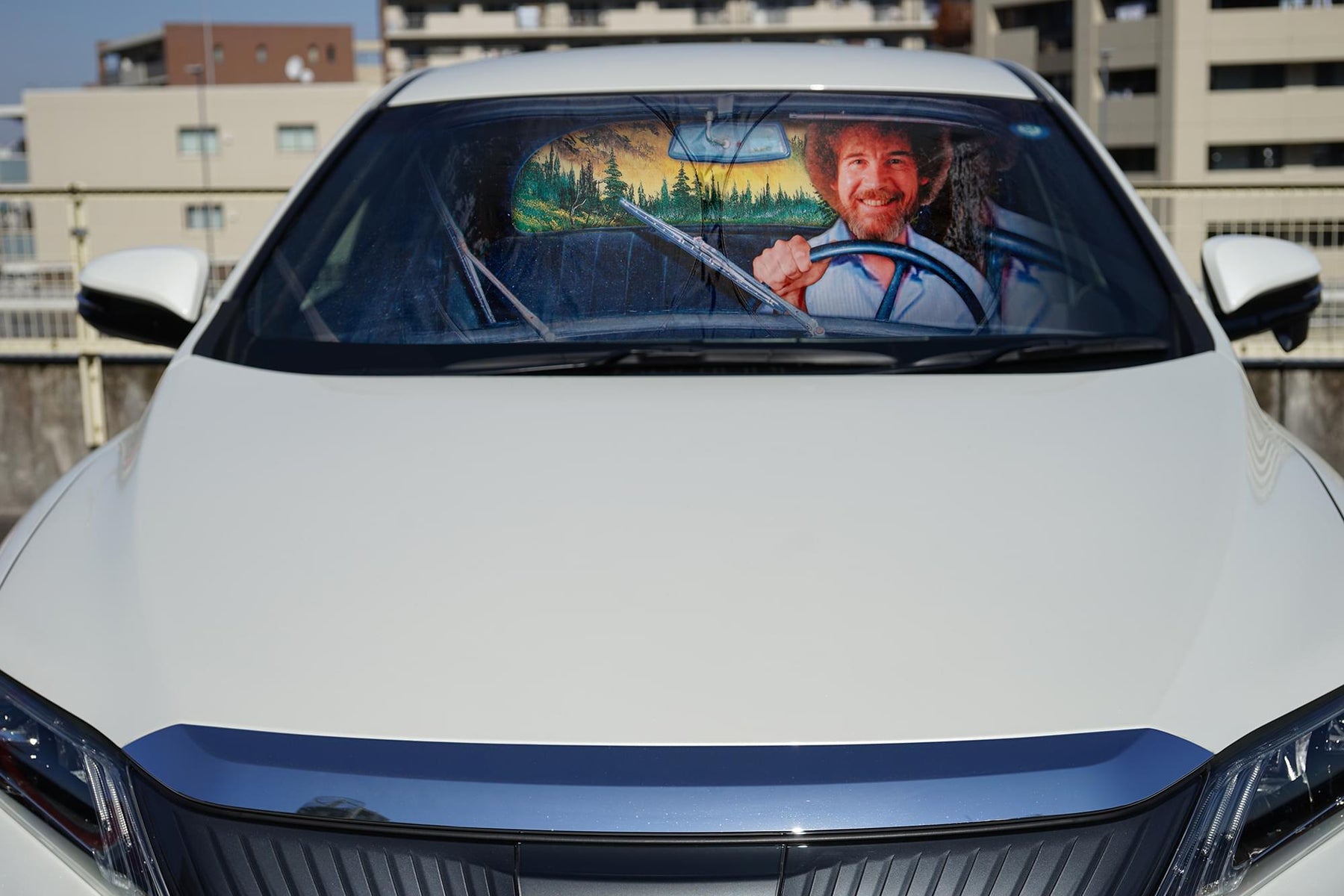 Bob Ross Happy Trees Sunshade for Car Windshield | 64 x 32 Inches