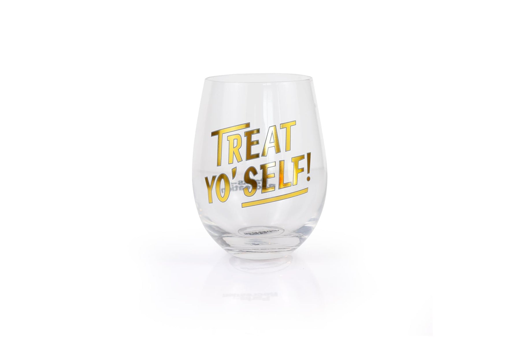 Parks and Recreation Treat Yo Self Stemless Wine Glass | Gold