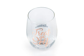 Parks and Recreation Treat Yo Self Stemless Wine Glass | Pink