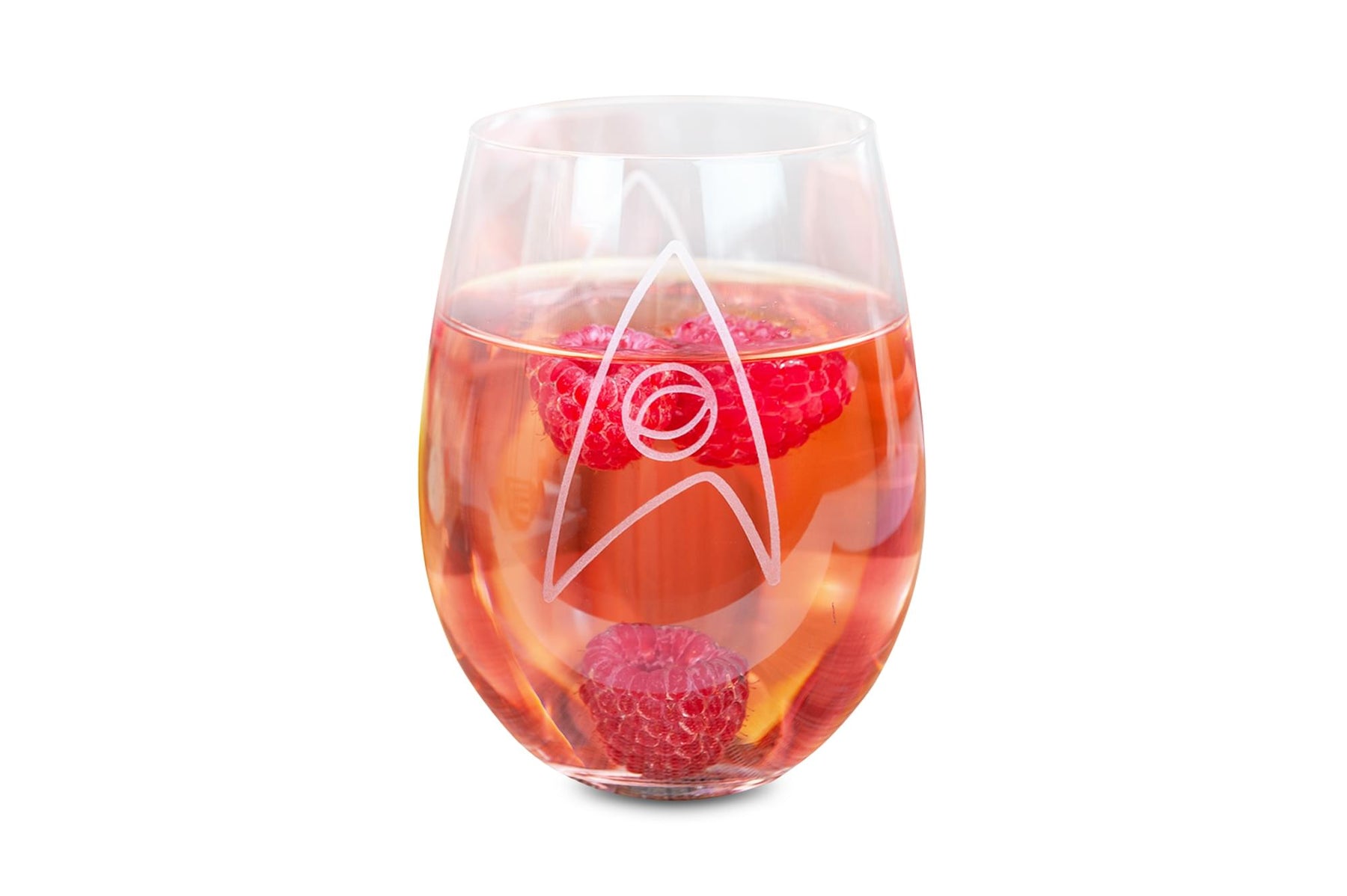 Star Trek Stemless Wine Glass Decorative Etched Sciences Emblem | Holds 20 Ounces