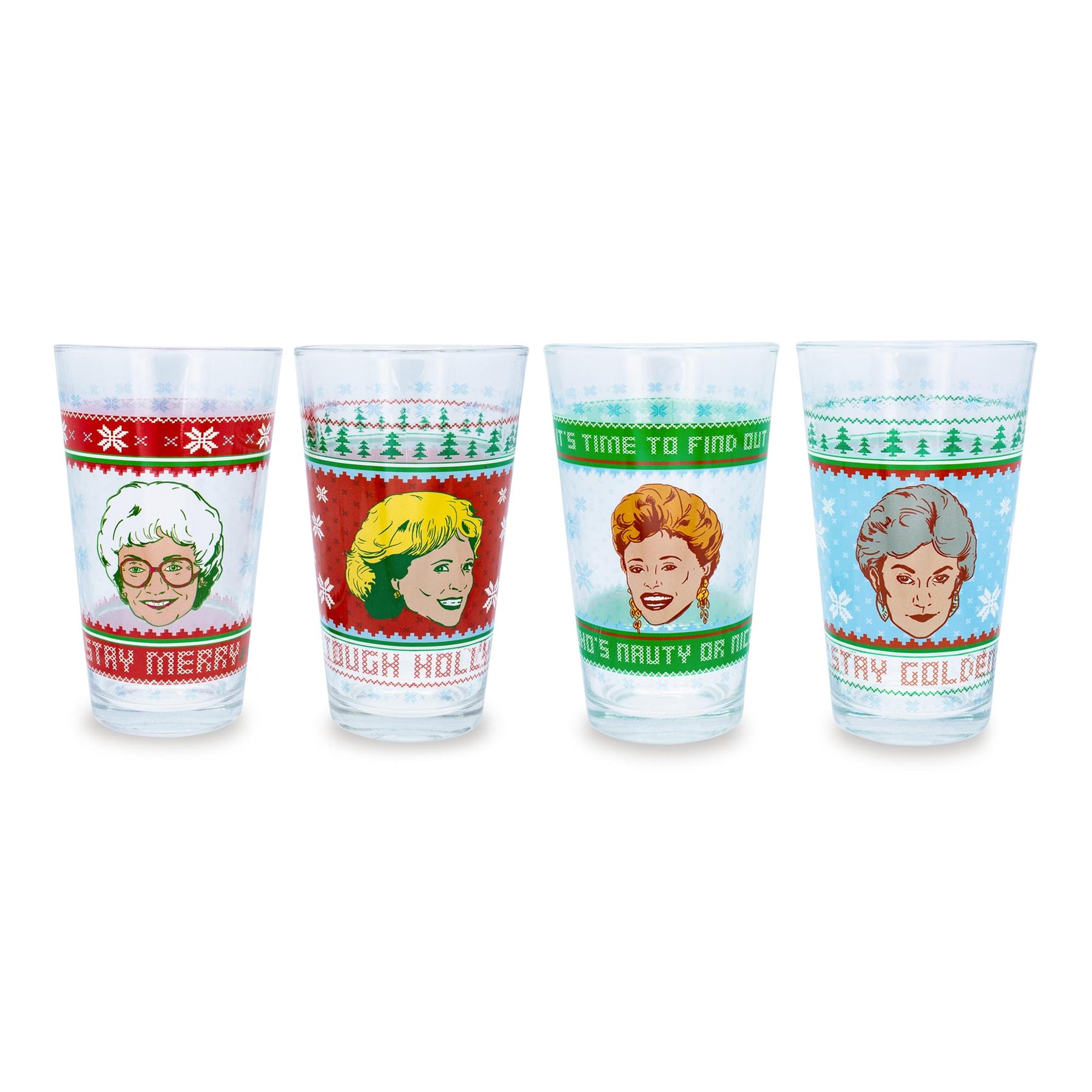 The Golden Girls Holiday Sweater 16-Ounce Pint Glasses | Set of 4