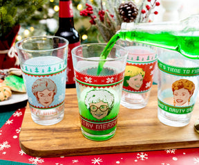 The Golden Girls Holiday Sweater 16-Ounce Pint Glasses | Set of 4