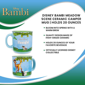 Disney Bambi Meadow Scene Ceramic Camper Mug | Holds 20 Ounces