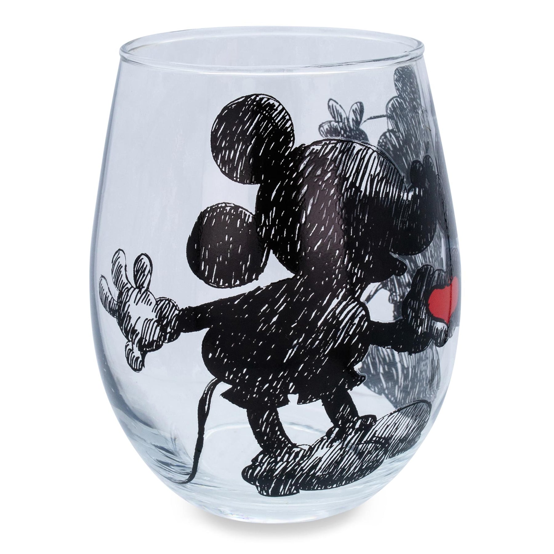 Disney Mickey and Minnie Mouse Teardrop Stemless Wine Glass | Holds 20 Ounces