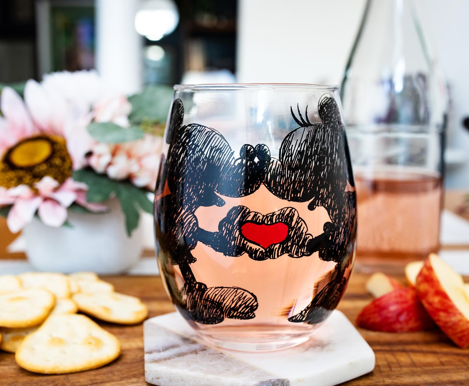 Disney Mickey Mouse & Minnie Mouse Stemless Wineglass Set, 20 oz.