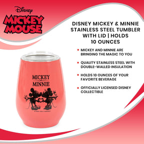 Disney Mickey & Minnie Stainless Steel Tumbler with Lid | Holds 10 Ounces