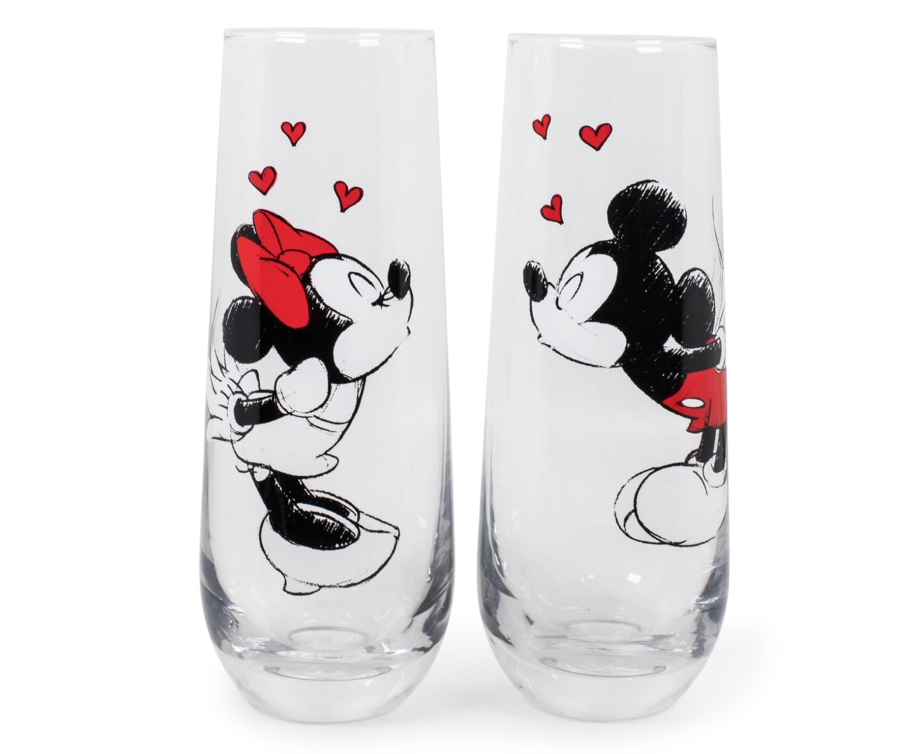 Disney Multicolored Floral Mickey Mouse Outlined Stemless Drinking Glasses Disney Souvenir Collectable Flower Print Adult Glass 14.5 oz 2 Pack