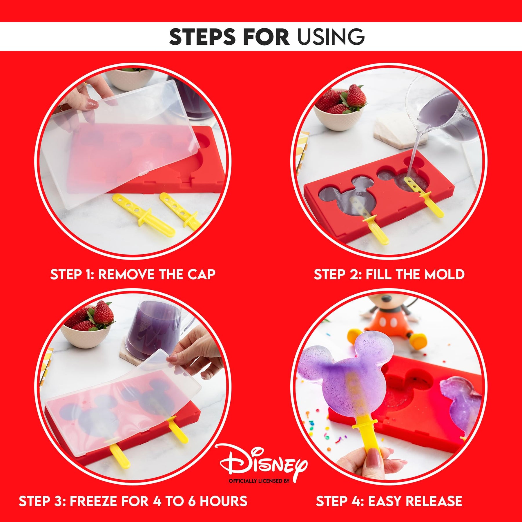 Disney Mickey Mouse 2-Piece Silicone Popsicle Mold Maker Set