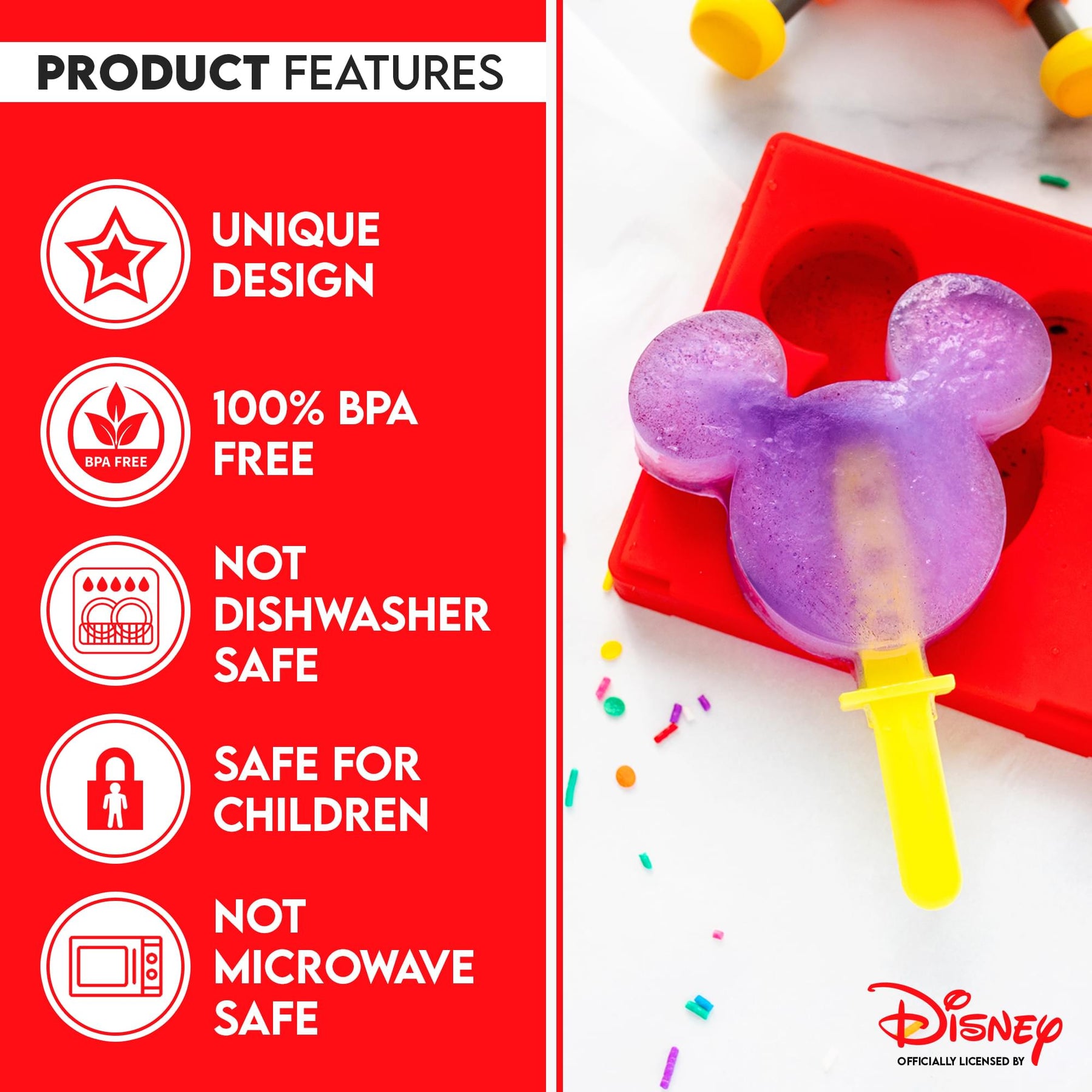 Disney Mickey Mouse 2-Piece Silicone Popsicle Mold Maker Set