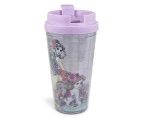 Disney Princesses Double-Walled Plastic Tumbler With Lid | Holds 16 Ounces