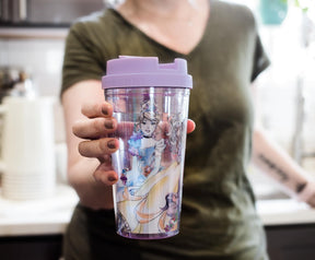 Disney Princesses Double-Walled Plastic Tumbler With Lid | Holds 16 Ounces