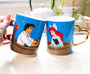 Disney Ariel and Eric 14-Ounce Heart-Shaped Handle Ceramic Mugs | Set of 2