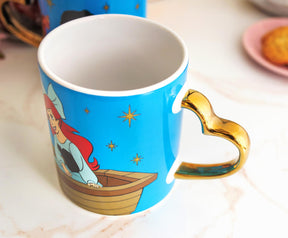 Disney Ariel and Eric 14-Ounce Heart-Shaped Handle Ceramic Mugs | Set of 2