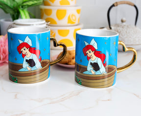 Disney Ariel and Eric 14-Ounce Heart-Shaped Handle Ceramic Mugs | Set of 2