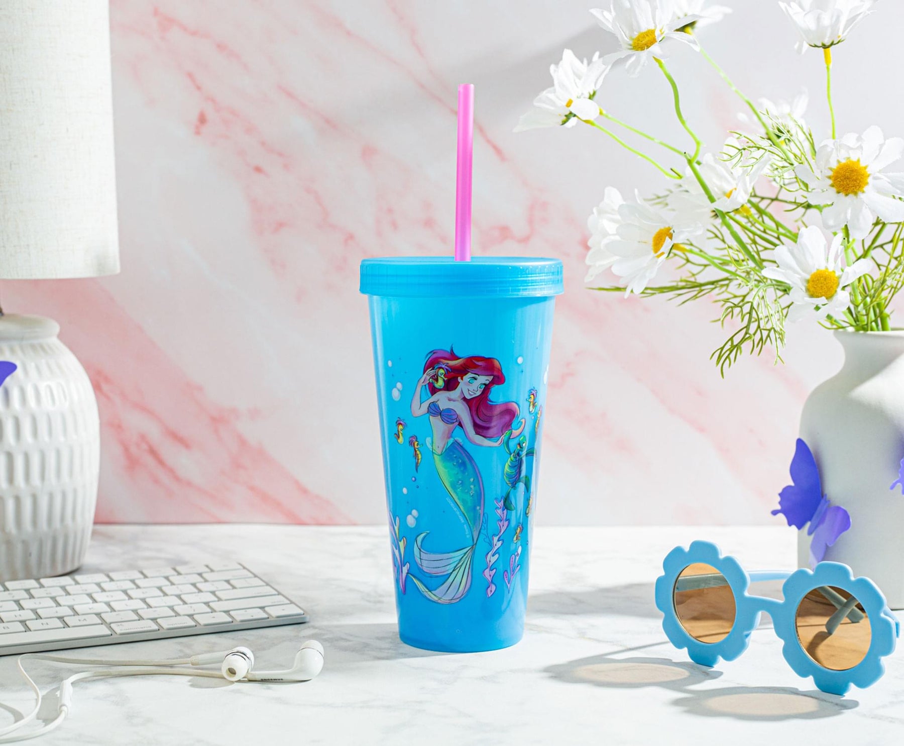 Disney Store The Little Mermaid Ariel Tumbler with Straw Cup