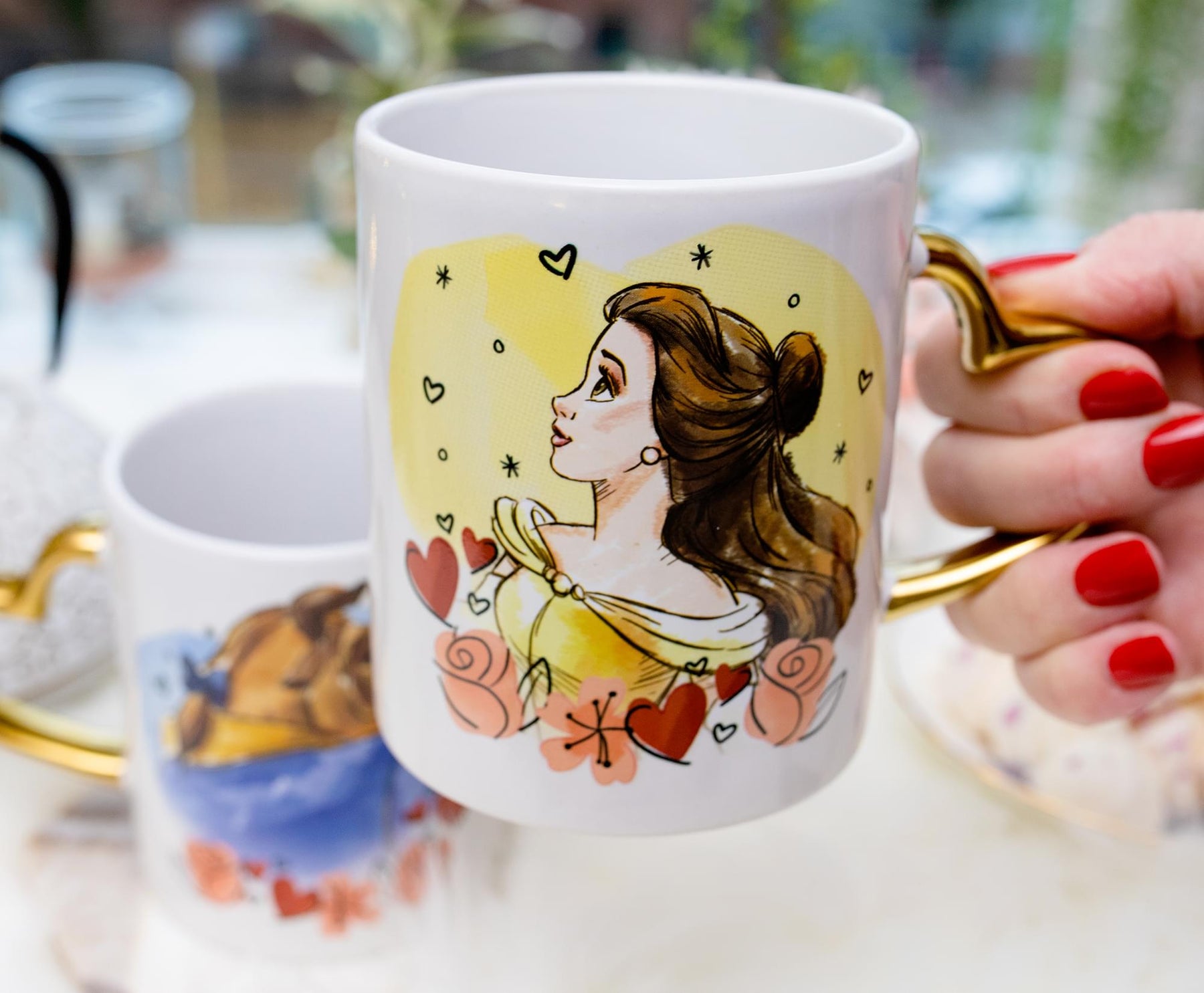 Personalized Blue His and Hers Beauty & The Beast Coffee Mugs Set
