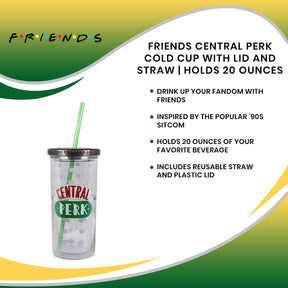 Friends Central Perk Cold Cup with Lid and Straw | Holds 20 Ounces