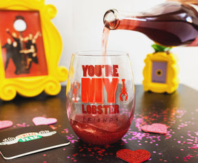 Friends "You're My Lobster" Teardrop Stemless Wine Glass | Holds 20 Ounces