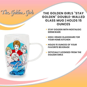 The Golden Girls "Stay Golden" Double-Walled Glass Mug | Holds 15 Ounces