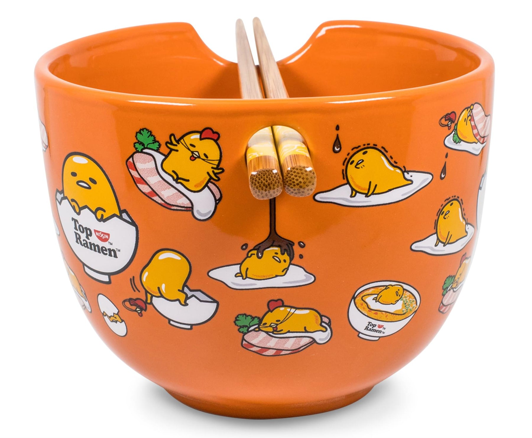 Sanrio Gudetama Japanese Top Ramen Dinnerware Set | 20-Ounce Ramen Bowl, Chopsticks